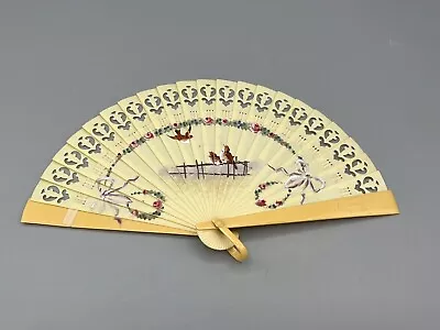 Antique Celluloid Hand Fan Hand Painted Birds • $29.99