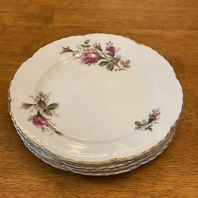 M TM Moss Rose  7.5” Salad Plate Fine China Japan Scalloped Gold Trim Vtg Set/4 • $32.85