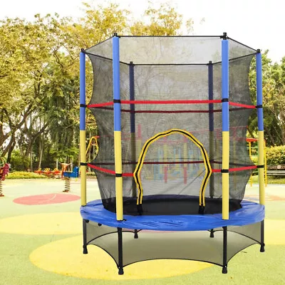 4.5FT Trampoline For Kids Mini Toddler Trampolines With Safety Enclosure Outdoor • £59.95