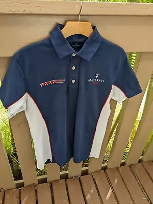 Maserati Collection Polo Shirt Medium.  Blue/White. 100% Cotton. EUC. Read • $27