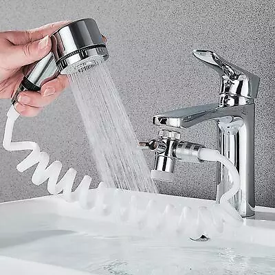 Bathroom Sink Faucet Sprayer Adjustable Shower Set Water Tap Washing Head Hose • $14.94