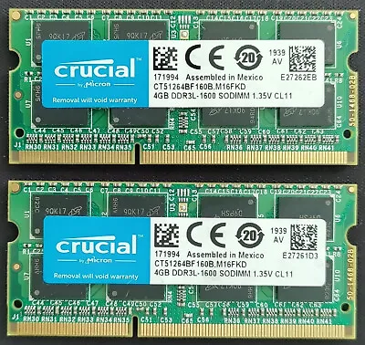8GB 2x4GB Kit Crucial DDR3 RAM Memory Apple IMac MacBook Pro 2011 2012 • £13