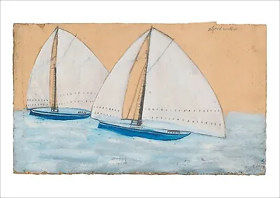 Wallis Two Sailing Boats Fine Art Print Poster Gallery Wall Art Decor + BORDER • £20