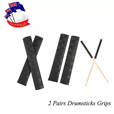 2Pairs Anti Slip Drum Stick Wrap Grip Holder Black For 7A 5A 5B 7B Drumsticks AU • $11.27