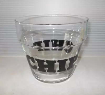 Mid Century Vintage Black Graphic Lettering Glass Chip Bowl 5 X 6 • $19.95