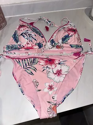 GEORGE Halter Neck Floral Embellished Triangle Bikini Set UK20 • £23