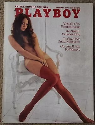 Playboy February 1973 Jeanette Larsen Cyndi Wood Susan Clark W/Centerfold Intact • $8.95