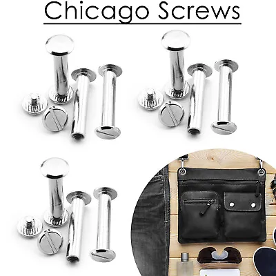 £4.99 • Buy Chicago Screws Rivets Nail Brass Solid Stud Head Flat Round For Book Binding