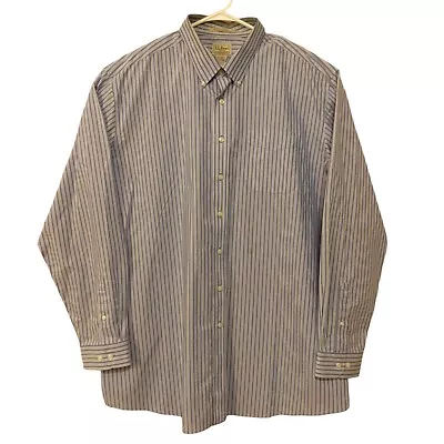 L.L. Bean Shirt Mens 2XLT 2XL XXL TALL Blue Stripe Button Long Sleeve Dress • $18.99