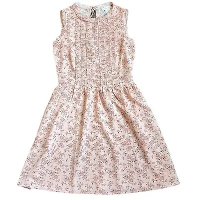 Esley Ruffled Sleeveless Pink Stripe Floral Drop Waist Sundress—Women’s Size S • $14.99