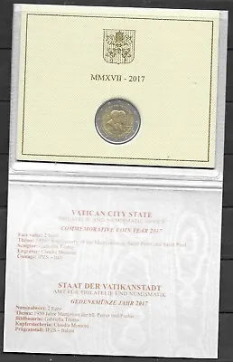 VATICAN 2017 1950th Anniversary Of Martyrdom Of St. Peter & St. Paul 2 EURO COIN • $39.99