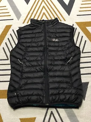 RAB Womens Microlight Down Vest Gilet Pertex Nikwax Black Size Small UK 10 • £59