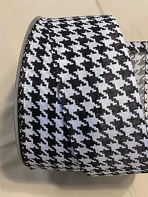 5 Yds. BLACK & WHITE HOUNDSTOOTH WIRE EDGE RIBBON  2 1/2  Wide • $3.25