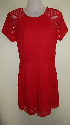 $13.92 • Buy FOREVER NEW Short Sleeve Red Lace Dress Size 10 Small S