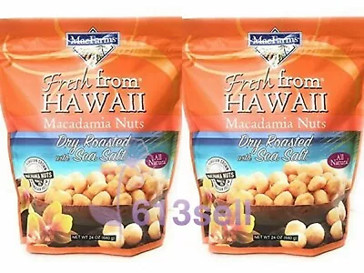 2 Packs MacFarms Dry Roasted Macadamia Nuts With Sea Salt From Hawaii 24 Oz Each • $59.80