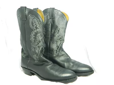 Dan Post DP 2150 Black Leather Cowboy Western Boots Milwaukee Size 12 D • $79.99