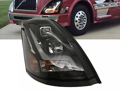 For 2004 - 2018 VN VNL Truck Headlamp Black W/LED Light Bar Passenger Right Side • $249.99