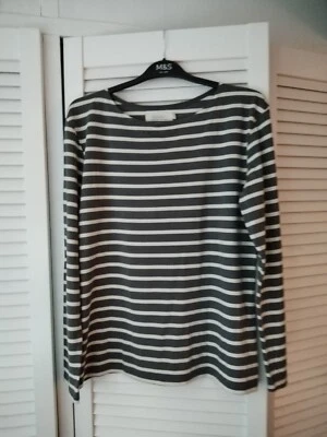 £15 • Buy Seasalt Striped 'Sailor' Top, Grey/cream, 14, 100% Cotton, Great Condition
