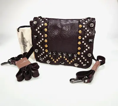 Campomaggi Studded Flap Bag Brown Leather Crossbody Fannypack Belt Bag NWT • $531.12