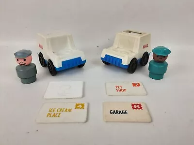 Vintage Fisher Price Little People Main Street MAIL MAN & TRUCK LETTERS • $24.99