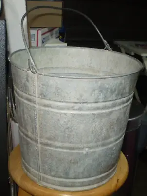 Vintage Galvanized Tin Steel Rustic Chore Bucket Pail • $14.95