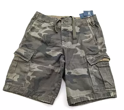 Abercrombie Fitch Cargo Shorts Mens W29 Green Camo Distressed Military Army • £43.90