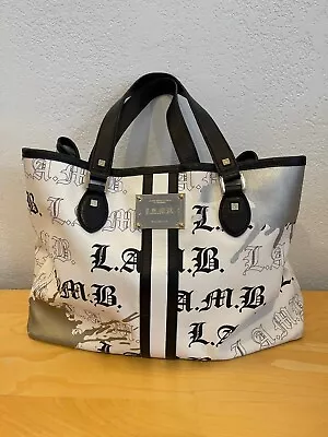 L.A.M.B By Gwen Stefani Alchemy Graffiti Style Black White Silver XL Tote RARE • $76