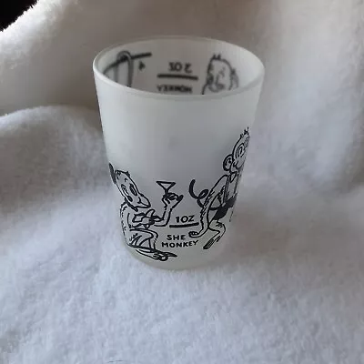 Vintage Monkeys  Say When Bottoms Up Shot Glass MID CENTURY Swanky 4 Oz • $15.99