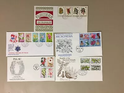 Four Fdc With FLOWER Sets:St VincentPalauMicronesiaMarshall Is • $2.25