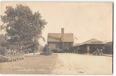 RPPC NW Railroad Station LAKE FOREST ILLINOIS Depot 1909 Childs Photo Postcard • $179.99