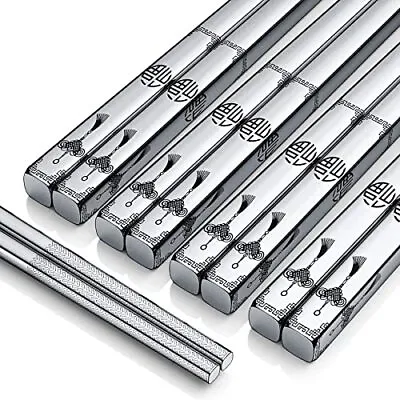 5 Pairs Metal Chopsticks - Reusable Stainless Steel Chopsticks • $10.04