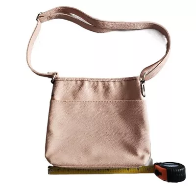 Pink Multi Pocket Leather Soft Shoulder Sling Crossbody Purse With Zipper • $12