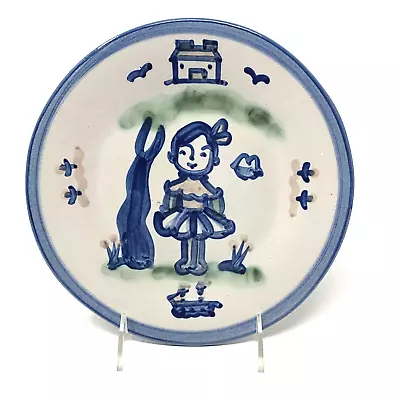 M.A. Hadley Pottery Lunch Plate Little Girl House Ship 8 3/4  • $20