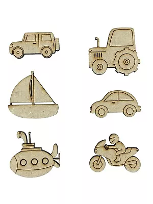 20x Mixed Vehicles With Detail 3cm Wood Craft Embelishments Laser Cut Shape MDF • £3.15