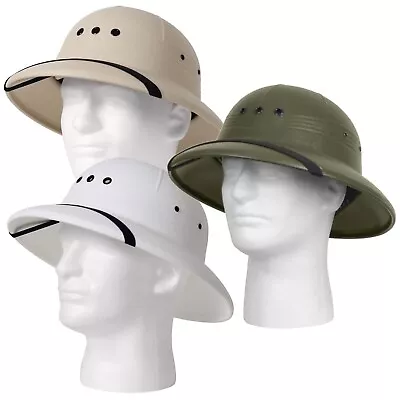 Military Type Pith Helmet Safari Sun Hat Adult Waterproof 1 Size Fits US Made • $24.89