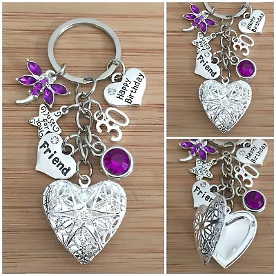 Happy Birthday Picture Frame Locket Gift Keyring For Mum Daughter Friend Techer • £6.99