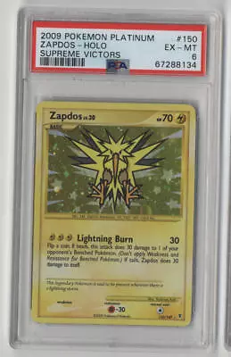 2009 Pokemon Platinum Supreme Victors Zapdos #150 Holo PSA 6 EX-MT • $65