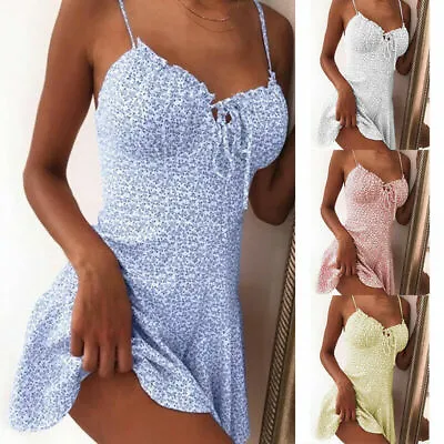 $17.96 • Buy Womens Sexy Summer Mini Dress Beach Wear Boho Floral Print Vest Swing Sundress