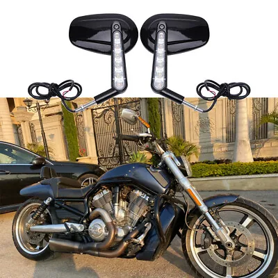 $69.72 • Buy Motorcycle Mirrors With LED Turn Signals For Harley Davidson V-Rod Muscle VRSCF