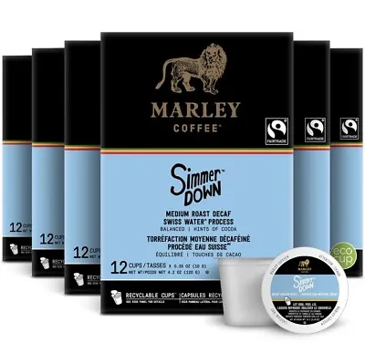 Marley Coffee Simmer Down Medium Roast Decaf Coffee Keurig K-Cup Brewer 72 Cups • $28.99