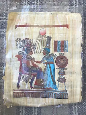 Hand Painted Egyptian Painting Hieroglyphs Papyrus Paper Egypt Souvenir Poster • £14.99