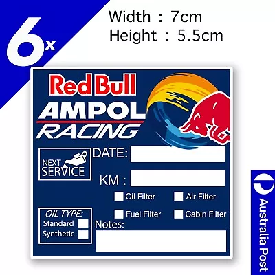 RED BULL AMPOL Oil Change Service Reminder X6 Car Trucks Ute Sticker • $10