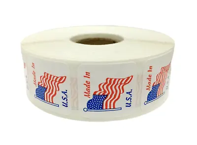 Made In U.S.A. (1 X1 ) American America Flag Sticker Self-Adhesive 1000 Labels • $11.76