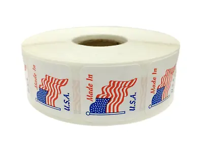 Made In U.S.A. (1 X1 ) American America Flag Sticker Self-Adhesive 2500 Labels • $29.76