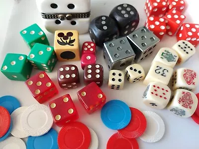 Vintage Dice Lot Trinket Box Metallic  Wood Cherry Mixed Lot • $40