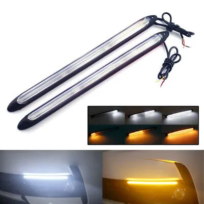 2X LED Daytime Running Light White DRL Driving Turn Signal Fog Lamps Amber 12V • $10.22