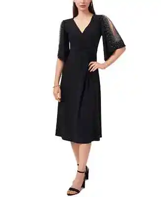 MSK V-Neck Beaded-Sleeve Midi Dress MSRP $89 Size S # 8B 1615 Blm • $5.11