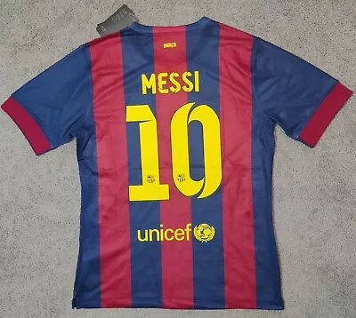 Barcelona FC 2014/2015 Home Messi #10 Qatar Nike Unicef Soccer Football Jersey L • $103