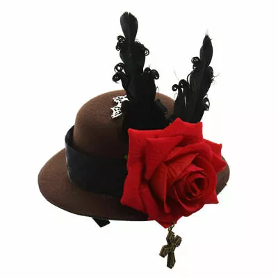 Punk Women Bat Rose Floral   Headwear Lolita Girl Mini Hat Hair Clip • $12.99