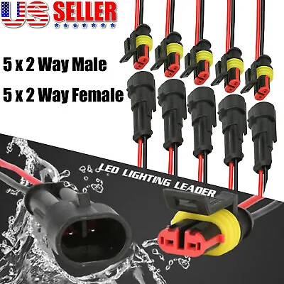 10PCS 2-Pin Way Car Male Female Electrical Connector Plug Wire Kit Waterproof US • $6.97